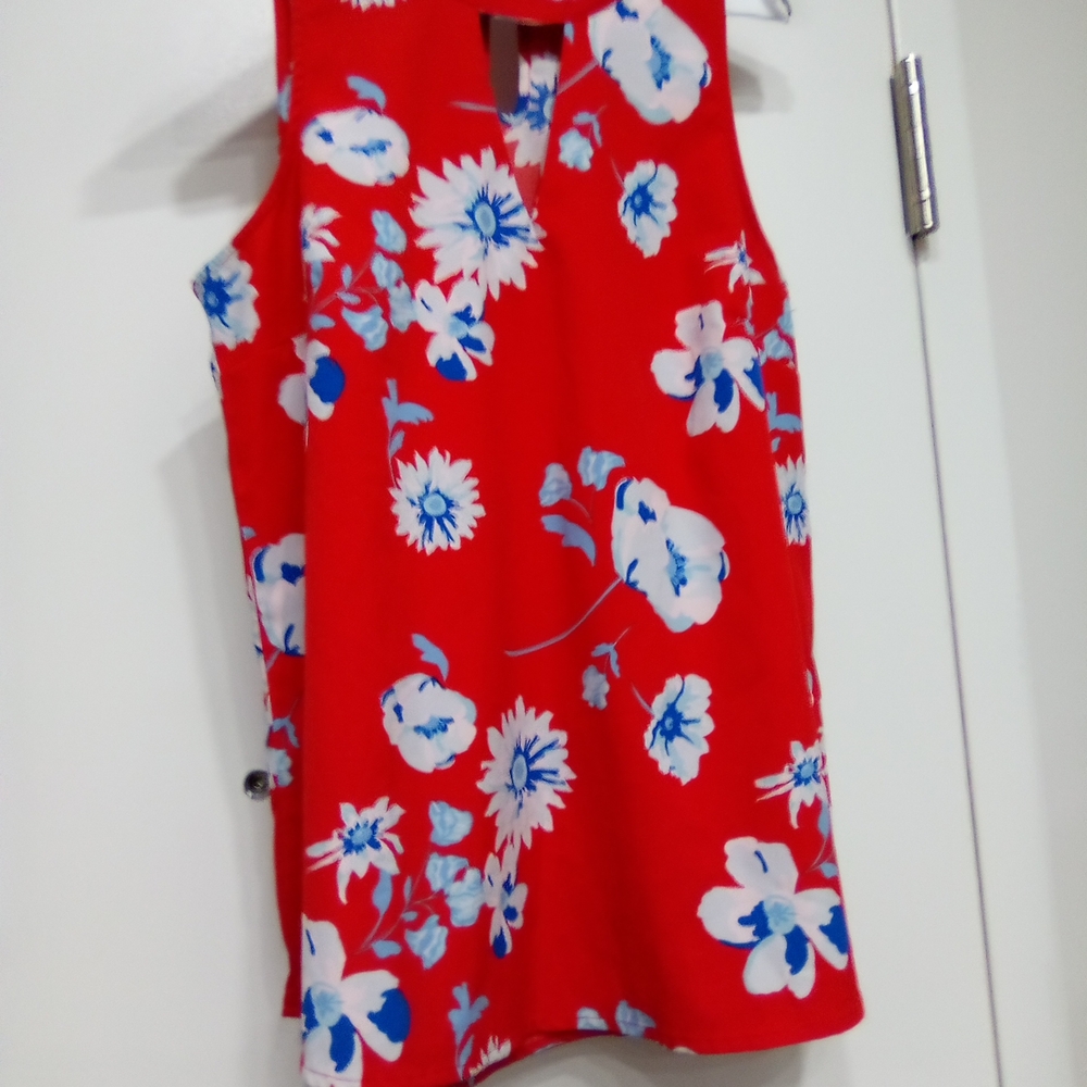 Mud Pie Red Floral Blouse